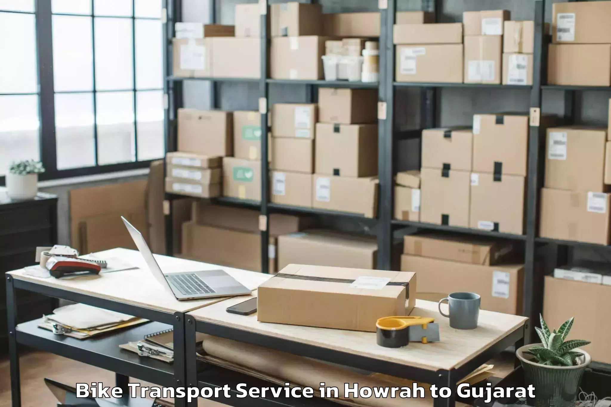 Top Howrah to Bhiloda Bike Transport Available